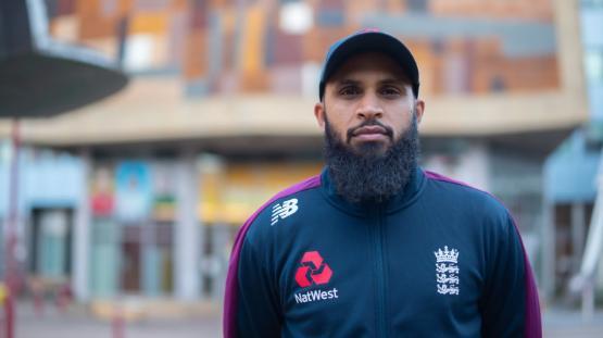 A profile image of Adil Rashid on the University of Bradford campus